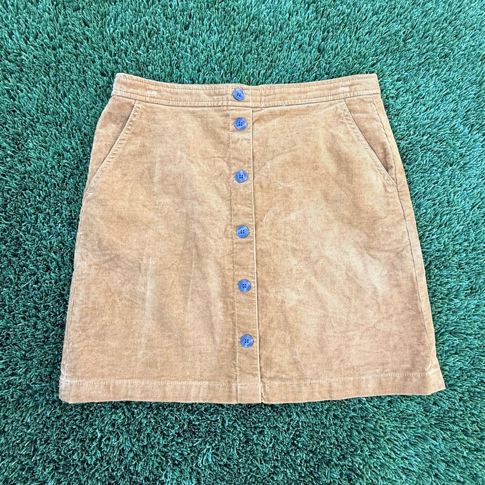 J.Crew Corduroy Button Front Mini Skirt Camel‎ Tan BA838 Womens 8